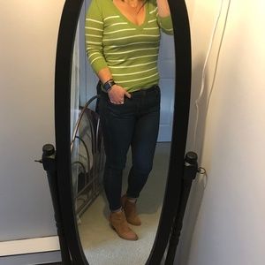 RARE Ruehl Sweater - Green & Cream Stripe - Sz L